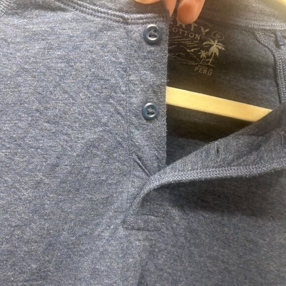 Faherty Cloud Cotton Long Sleeve Henley Shirt S Blue Peruvian Pima Cotton Blend - Picture 4 of 8